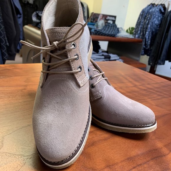 tan suede and canvas laced chukka boot